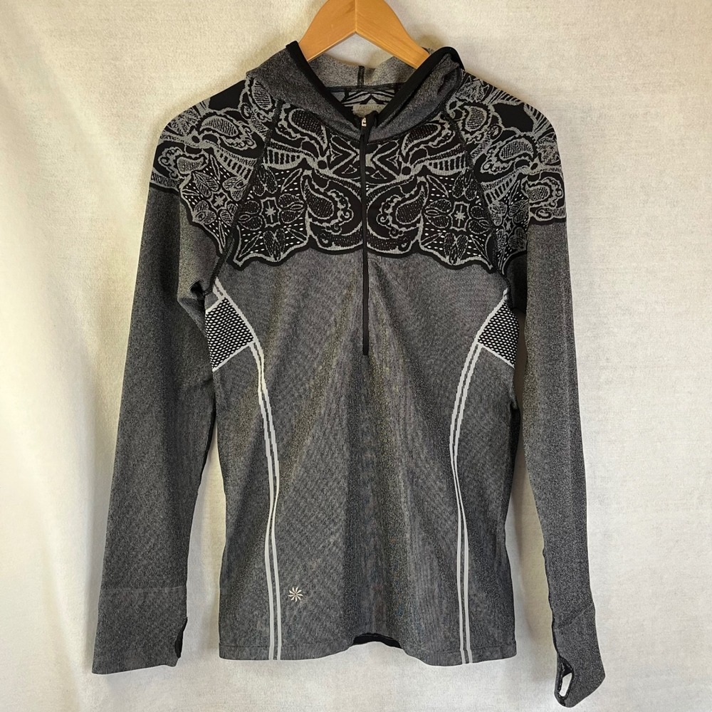 Athleta Twist Half‎ Zip performance Hoodie Sz L Gray Lightweight Athleisure